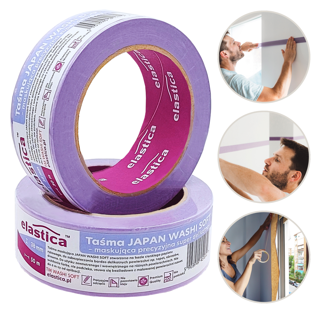 32x Taśma maskująca Elastica  JAPAN WASHI SOFT VIOLET 38mm/50m