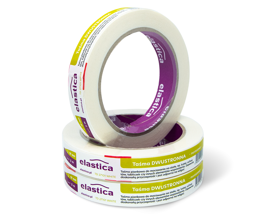 Taśma dwustronna piankowa Elastica 19/5m TD27101 WHITE