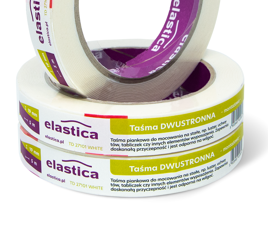 Taśma dwustronna piankowa Elastica 19/5m TD27101 WHITE