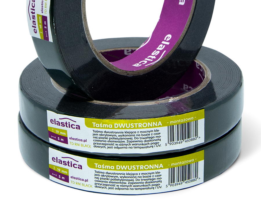 Taśma dwustronna piankowa czarna Elastica 19/5m TD RM BLACK