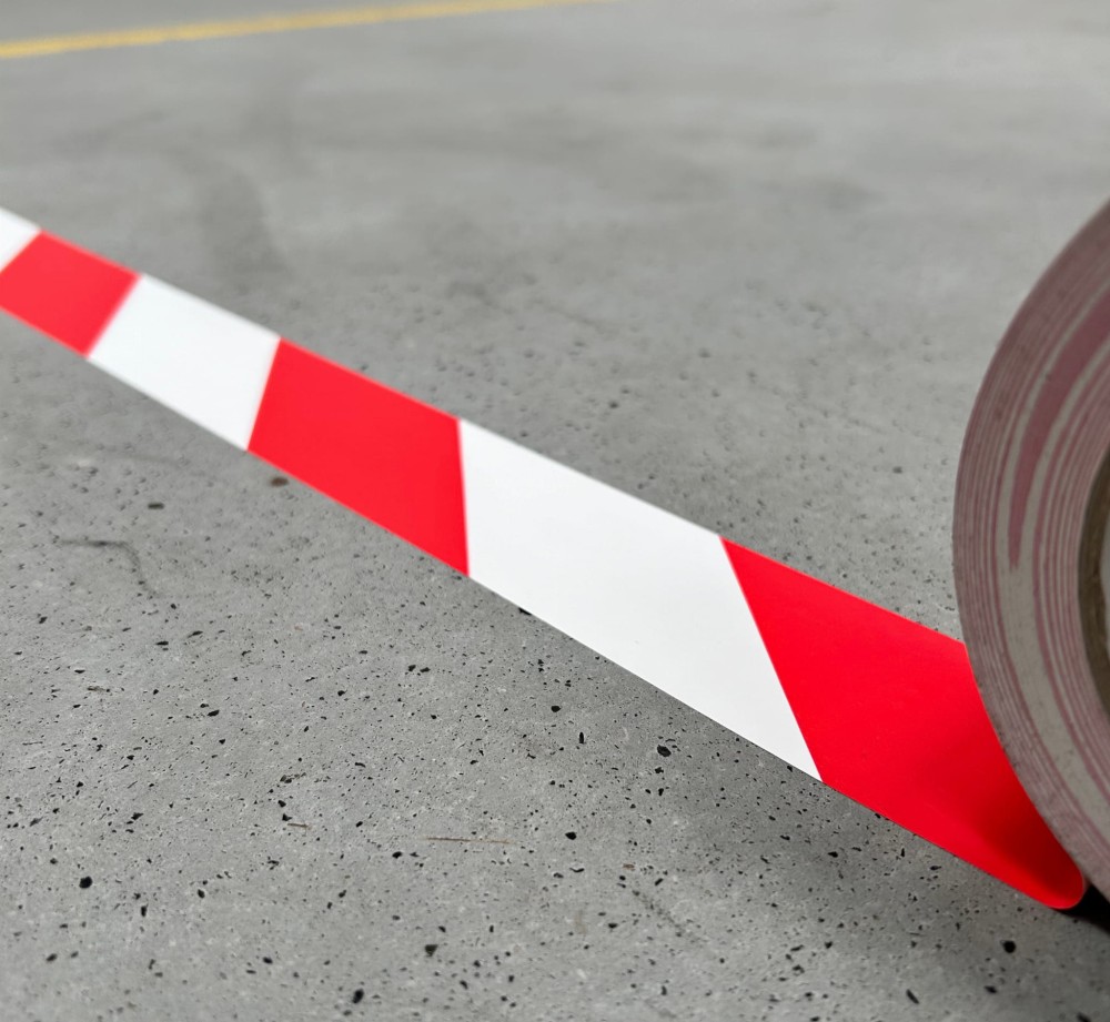 Taśma Ostrzegawcza Elastica PREMIUM PVC 50mm/33m WHITE/RED