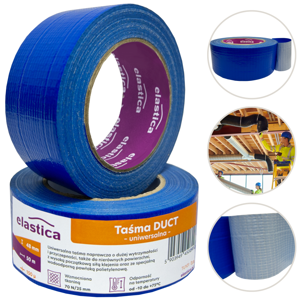 Taśma naprawcza uszczelniająca DUCT TAPE BLUE Elastica 48mm/50m TU101 NIEBIESKA Gaffer Gaffa