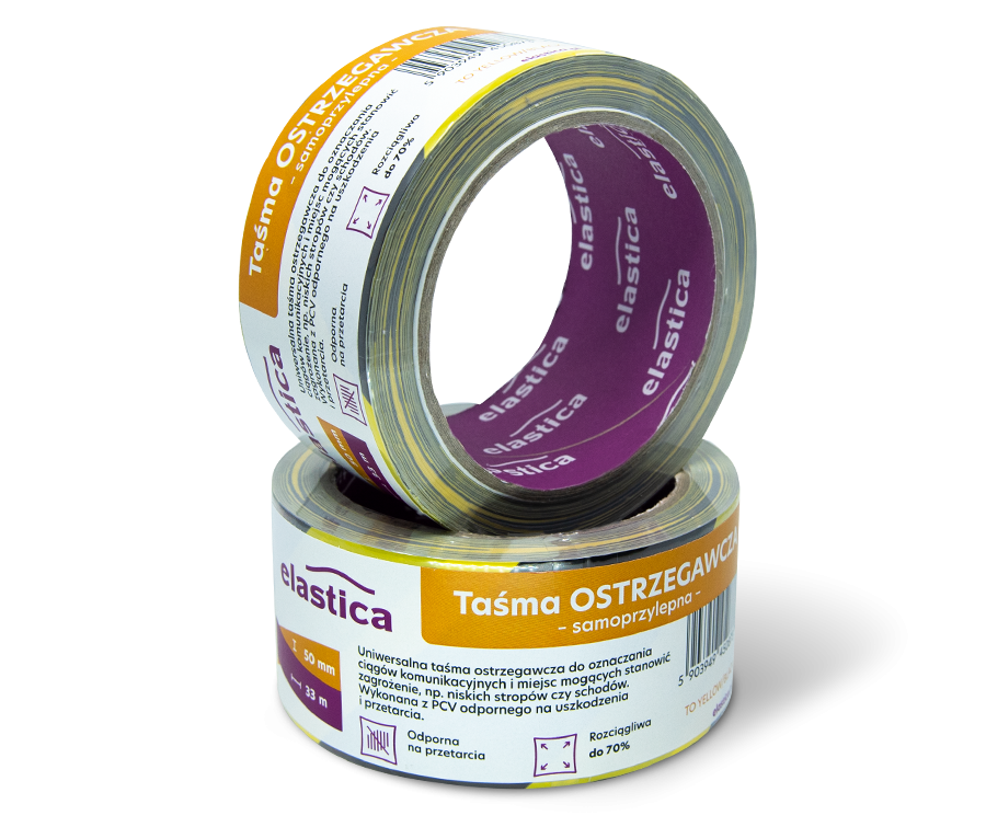 Taśma Ostrzegawcza Elastica PVC 50/33m TO YELLOW/BLACK PRO