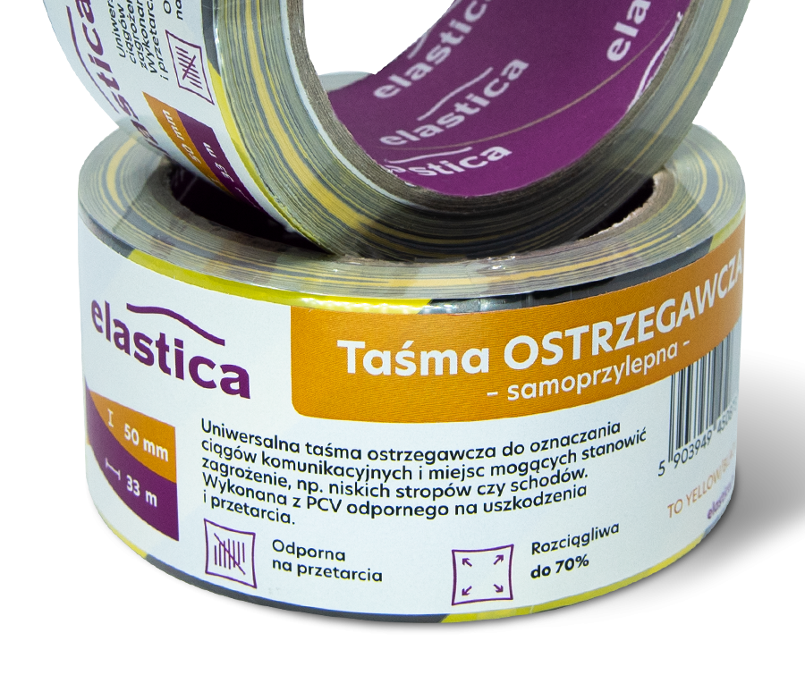 Taśma Ostrzegawcza Elastica PVC 50/33m TO YELLOW/BLACK PRO