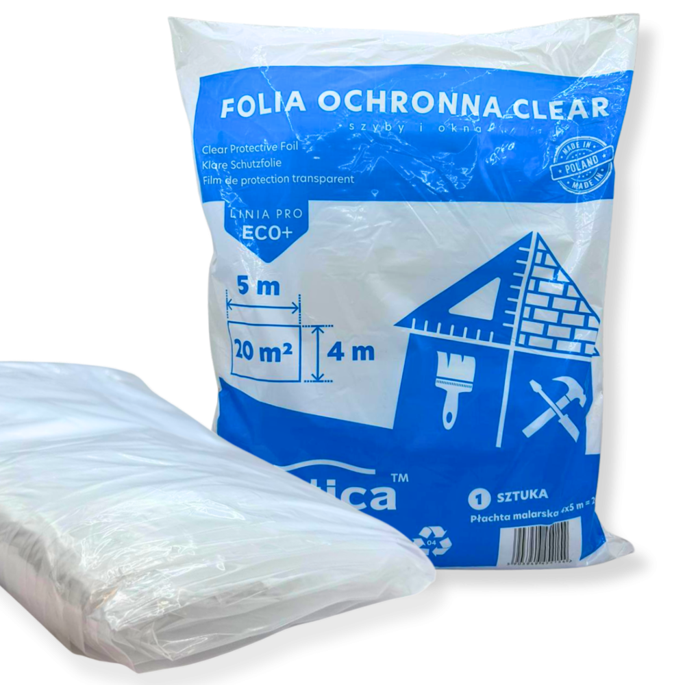 15x Płachta malarska ochronna przeźroczysta 4x5 m Elastica CLEAR