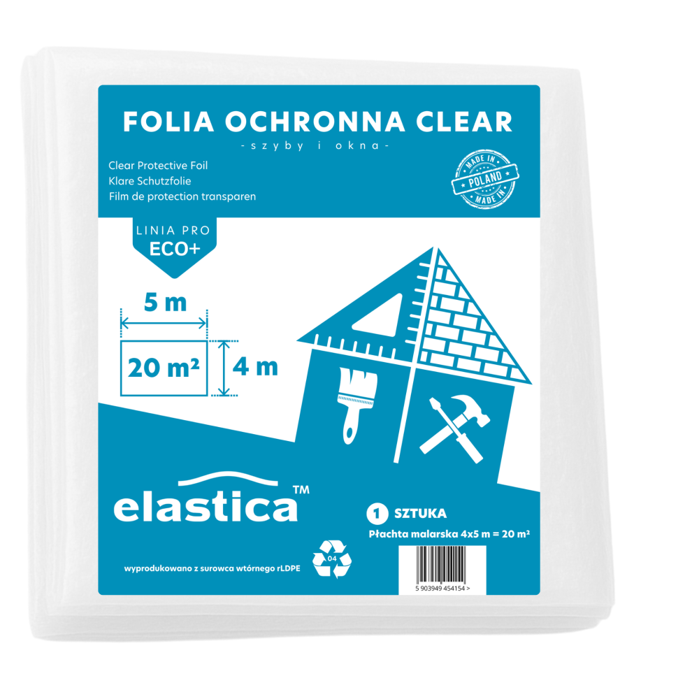 15x Płachta malarska ochronna przeźroczysta 4x5 m Elastica CLEAR