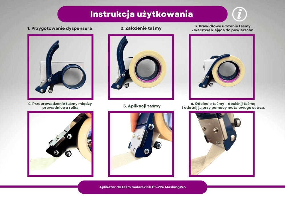 Zestaw Dyspenser ET 226 do taśm malarskich 48-50 mm + Taśma GOLD Elastica 48/50m TM PR