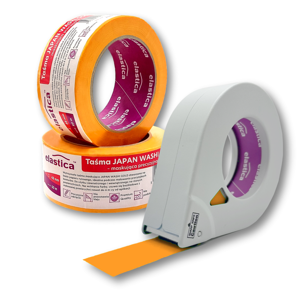 Zestaw Dyspenser ET-50 do aplikowania taśm + Taśma WASHI GOLD Elastica 48/50m