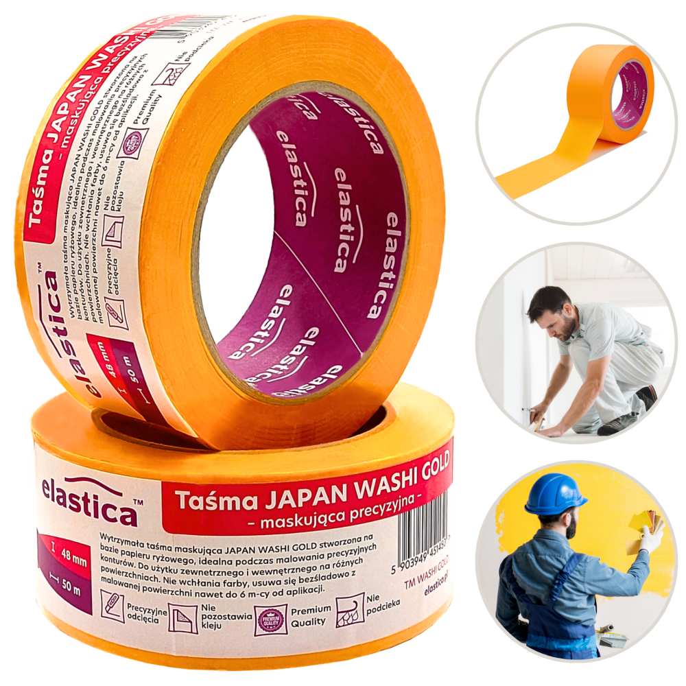 Zestaw Dyspenser ET-50 do aplikowania taśm + Taśma WASHI GOLD Elastica 48/50m