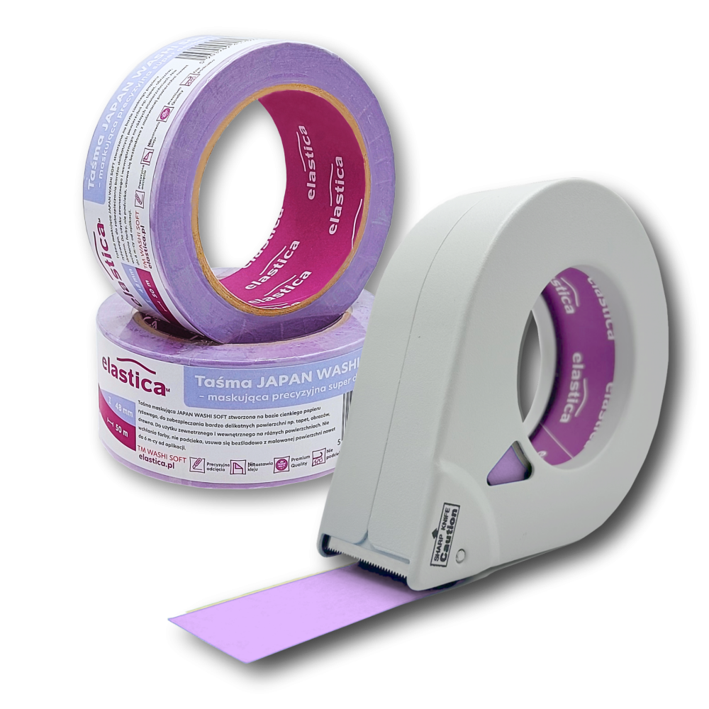 Zestaw Dyspenser ET-50 do aplikowania taśm + Taśma WASHI SOFT VIOLET Elastica 48/50m