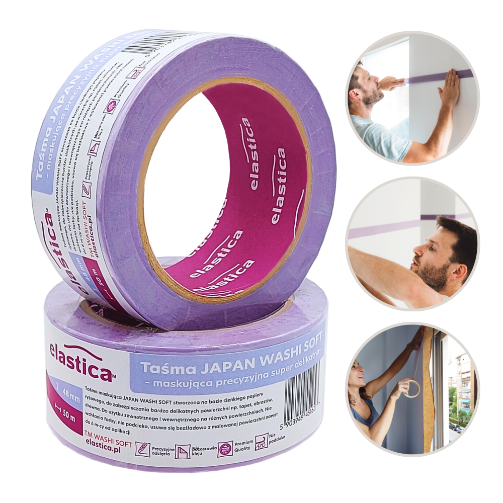 Zestaw Dyspenser ET-50 do aplikowania taśm + Taśma WASHI SOFT VIOLET Elastica 48/50m