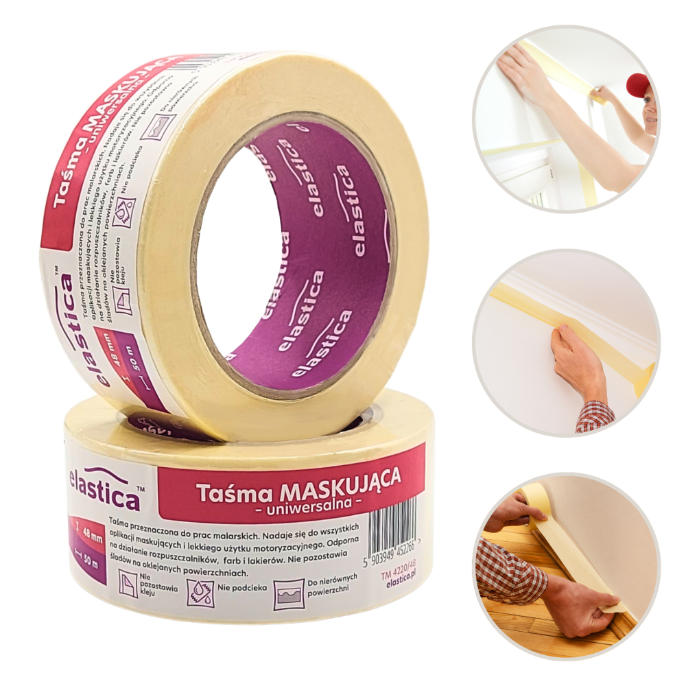 Mata malarska filcowa + Taśma maskująca ELASTICA WHITEMASK 48mm/50m