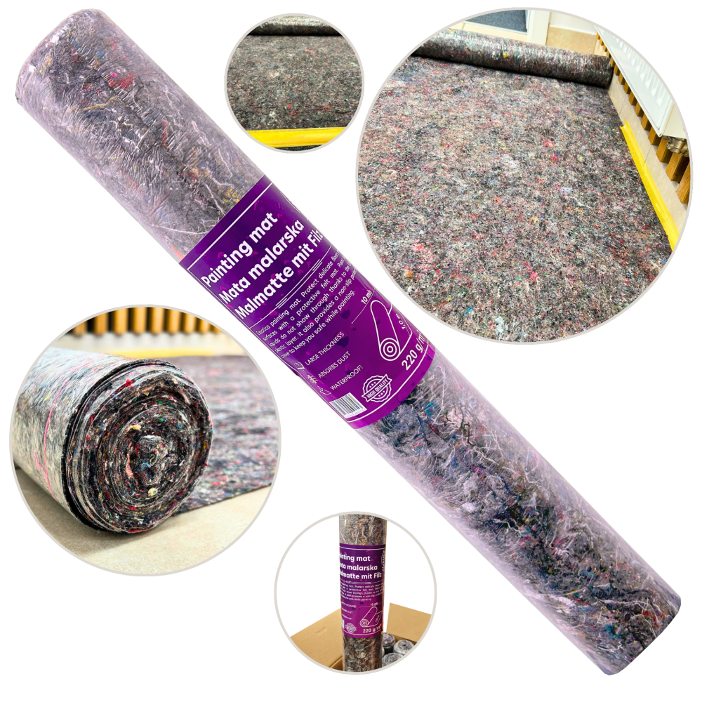 Mata malarska filcowa + Taśma naprawcza DUCT TAPE BLACK Elastica 48mm/50m CZARNA