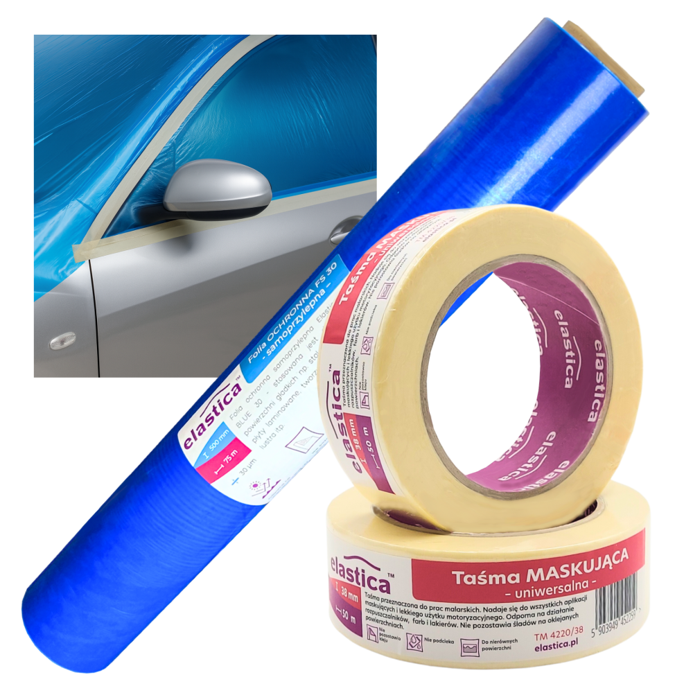 Zestaw lakierniczy: Folia malarska FS 30 BLUE + Taśma maskująca WHITEMASK 38mm/50m