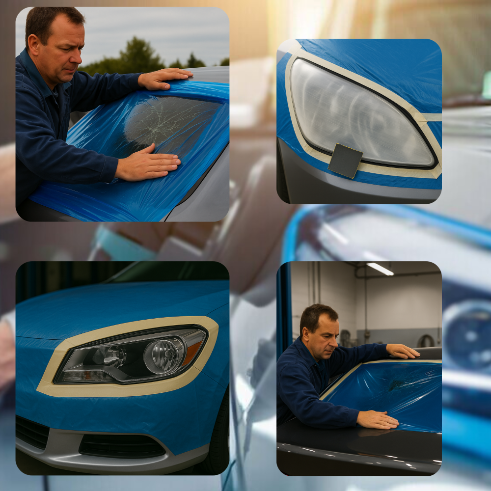 Zestaw lakierniczy: Folia malarska FS 50 BLUE + Taśma maskująca WHITEMASK 38mm/50m