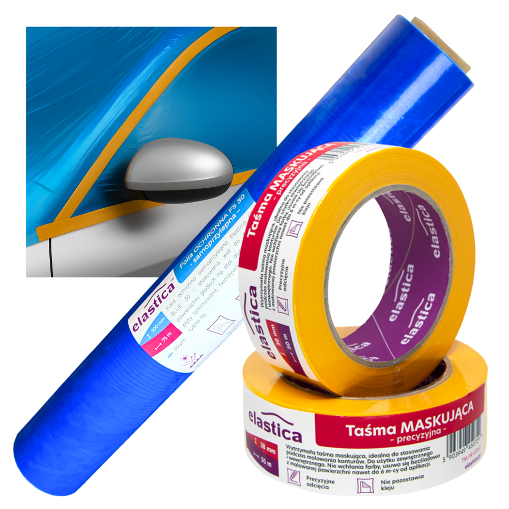 Zestaw lakierniczy: Folia malarska FS 30 BLUE + Taśma maskująca GOLD 38mm/50m