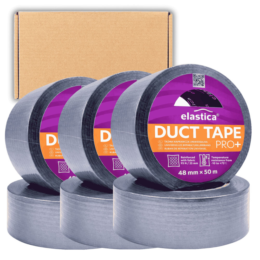 24x Taśma naprawcza uszczelniająca DUCT TAPE Elastica 48mm /50m PRO+  Srebrna Gaffer Gaffa