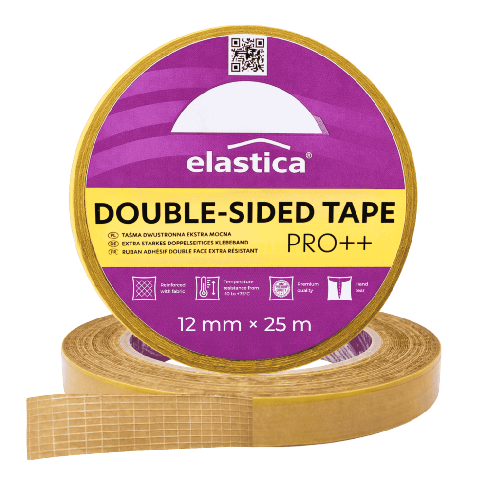Taśma dwustronna PET Elastica PRO++ PREMIUM 12mm/25m przezroczysta