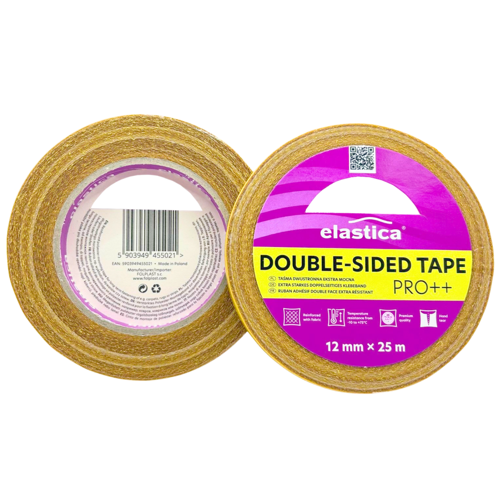 Taśma dwustronna PET Elastica PRO++ PREMIUM 12mm/25m przezroczysta
