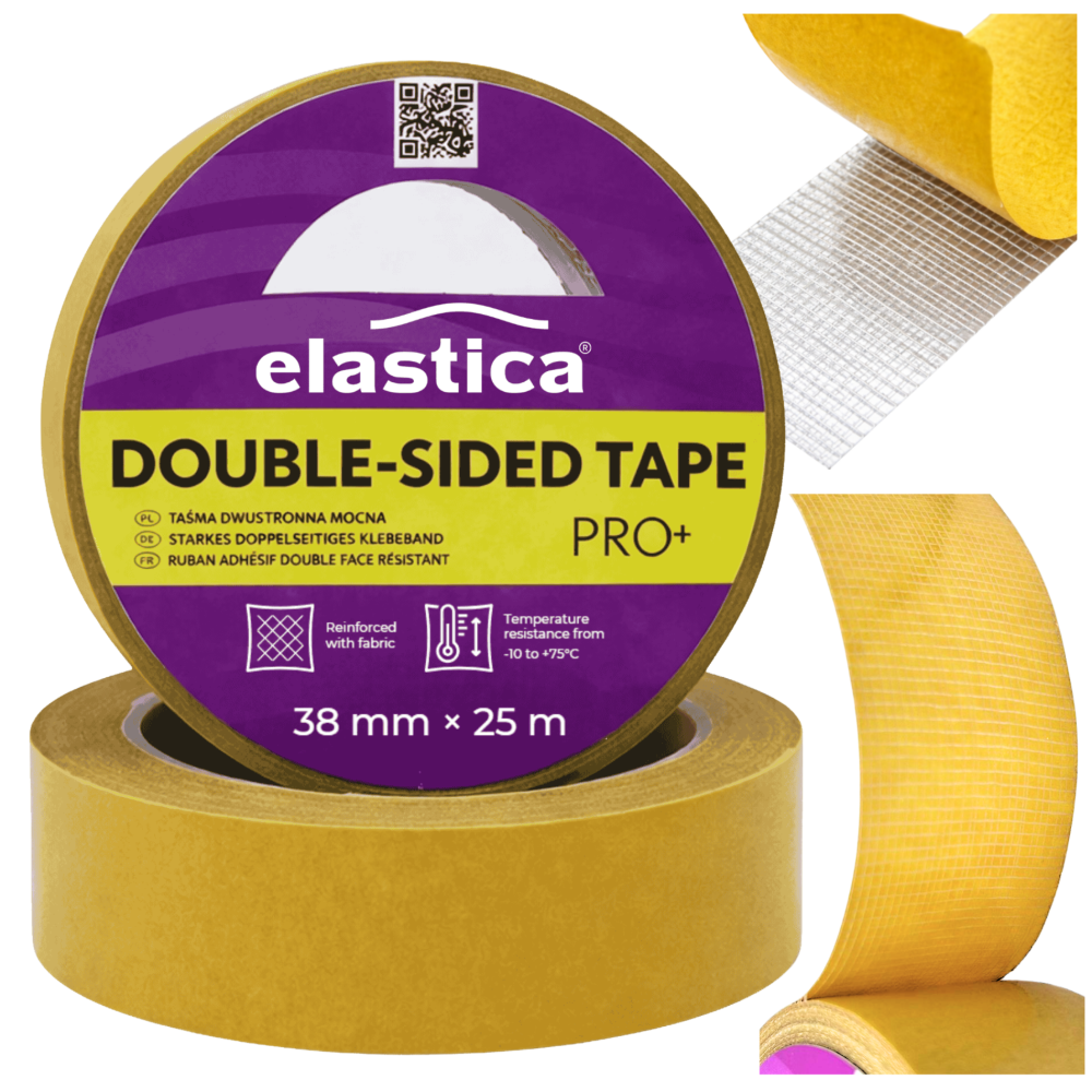 48x Taśma dwustronna wzmocniona Elastica PRO+ 38/25m przezroczysta