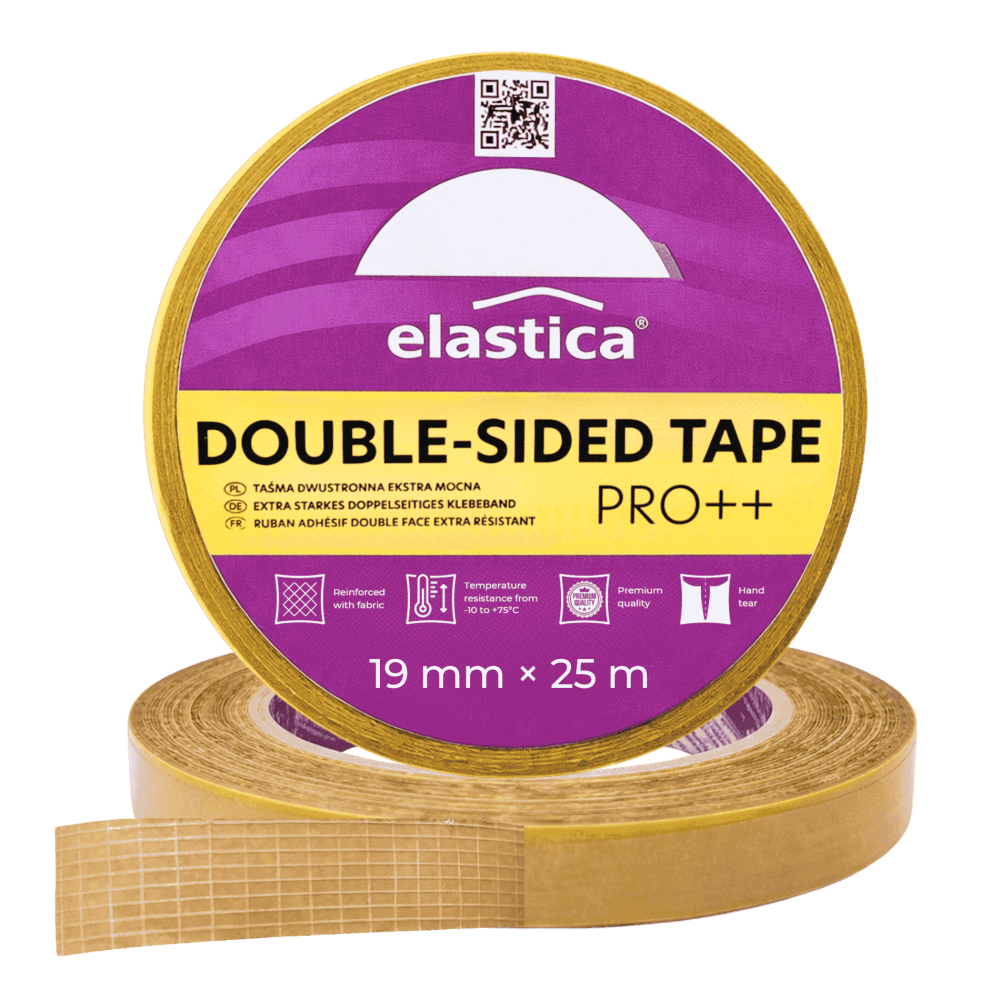 64x Taśma dwustronna PET Elastica PRO++ PREMIUM 19mm/25m przezroczysta