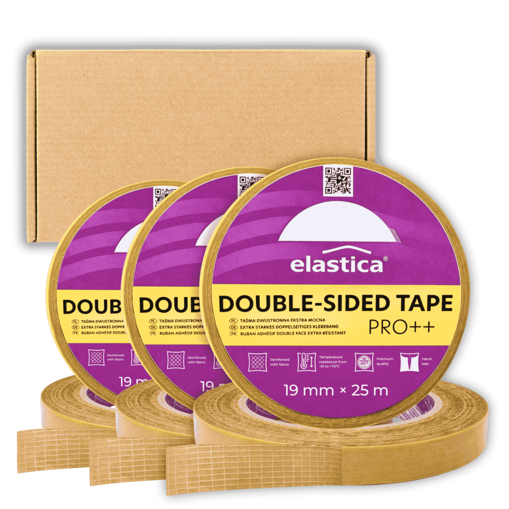 64x Taśma dwustronna PET Elastica PRO++ PREMIUM 19mm/25m przezroczysta