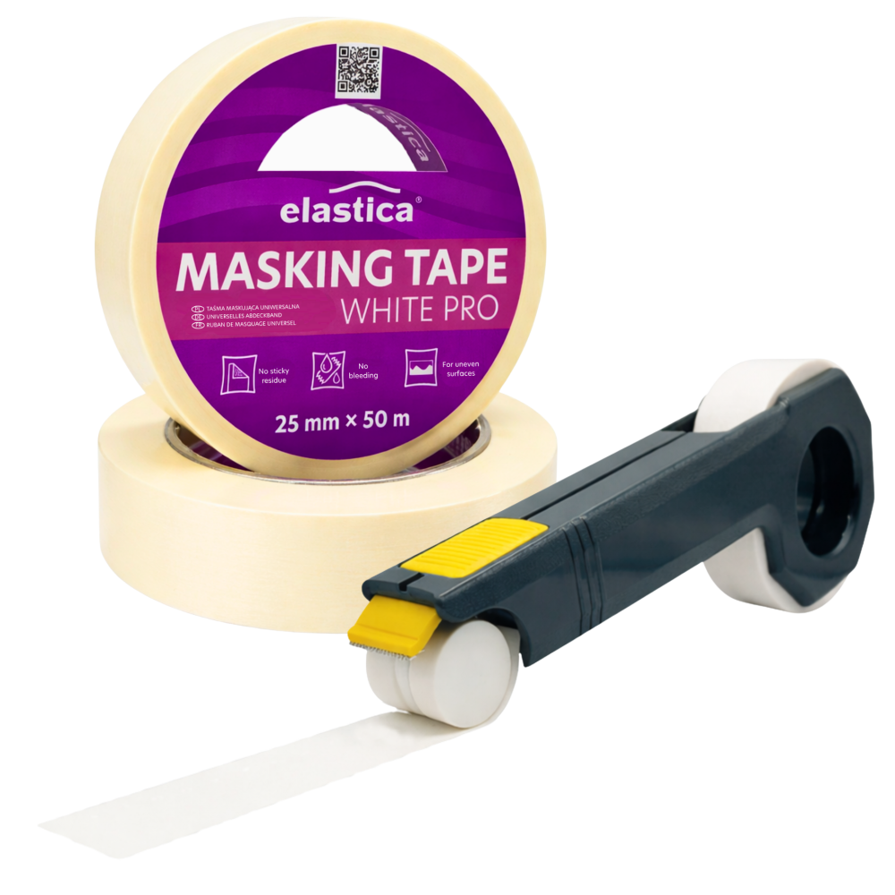 Zestaw Aplikator do Taśm MS-168 + Taśma maskująca 25mm/50m Elastica WHITE MASK PRO