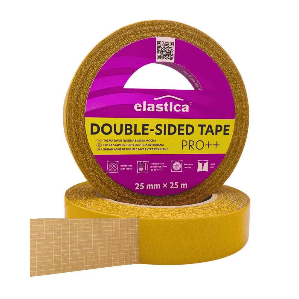 Taśma dwustronna PET Elastica PRO++ PREMIUM przezroczysta 25mm/25m