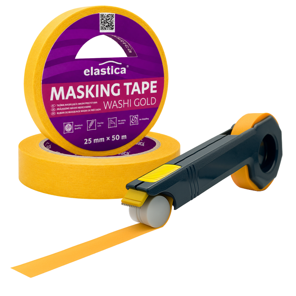 Zestaw Aplikator do Taśm MS-168 + Taśma maskująca Elastica JAPAN WASHI GOLD 25mm/50m