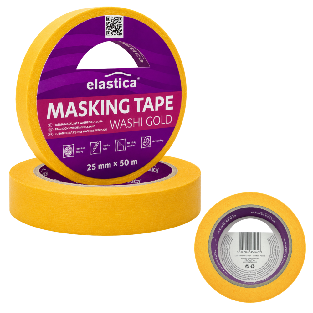 Zestaw Aplikator do Taśm MS-168 + Taśma maskująca Elastica JAPAN WASHI GOLD 25mm/50m