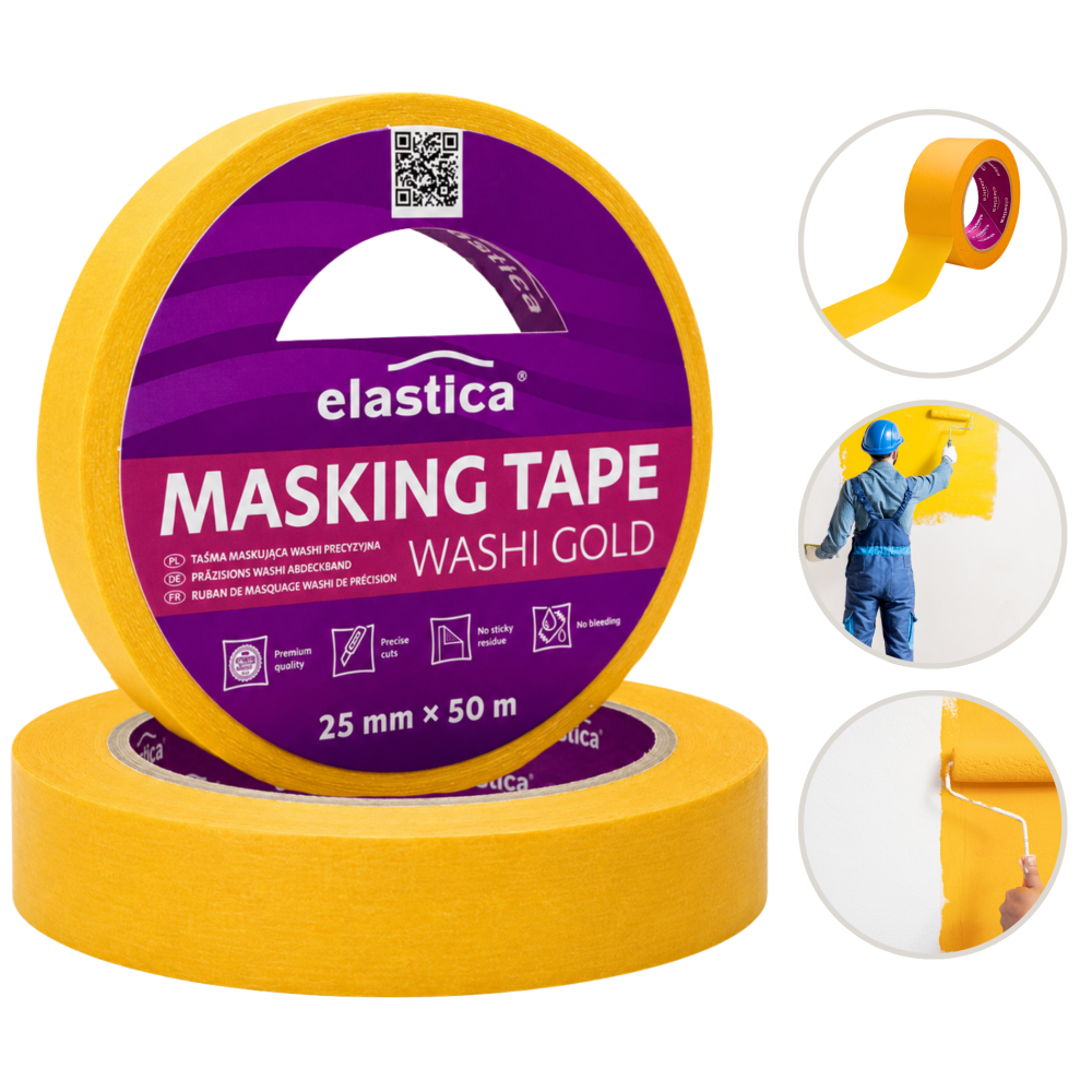 Zestaw Aplikator do Taśm MS-169 + Taśma maskująca Elastica JAPAN WASHI GOLD 25mm/50m