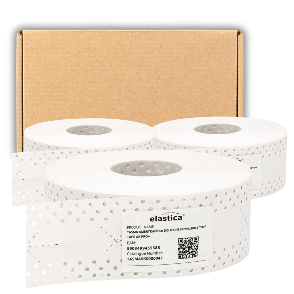 24x Taśma amerykańska do spoin GK 57 mm 30 mb EL-TUFF TAPE PRO+ do płyt karton-gips i łączeń gładzi 