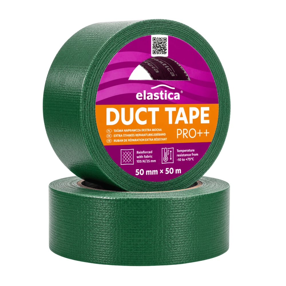 Taśma naprawcza uszczelniająca DUCT TAPE GREEN Elastica 50mm/50m PRO ++ zielona Gaffer Gaffa