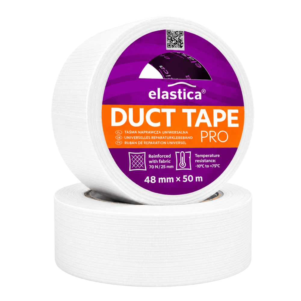 Taśma naprawcza uszczelniająca DUCT TAPE WHITE Elastica 48mm /50m PRO biała Gaffer Gaffa 