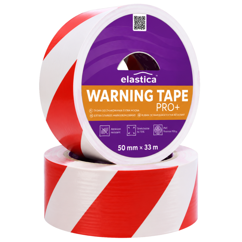 Taśma Ostrzegawcza Elastica PREMIUM PVC 50mm/33m WHITE/RED