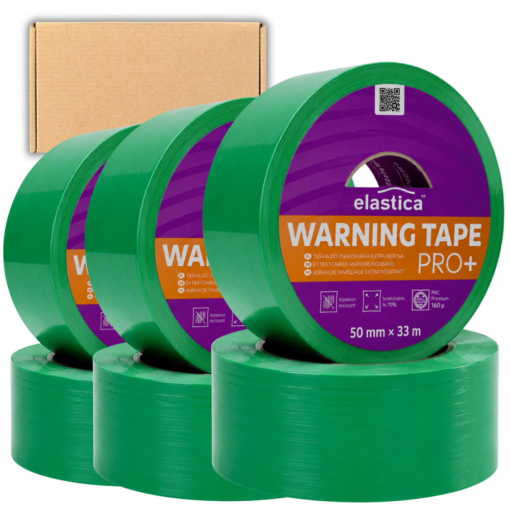 18x Taśma Ostrzegawcza Elastica PREMIUM PVC 50mm/33m GREEN 