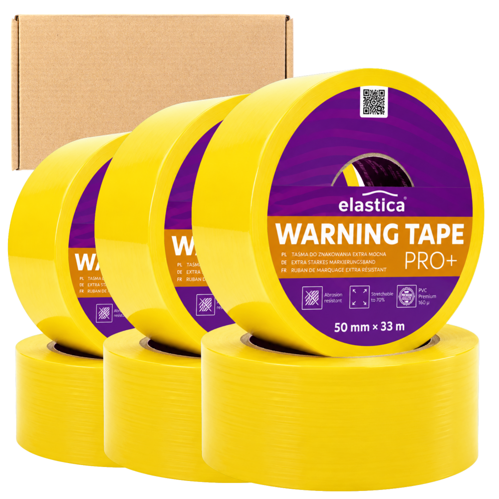 18x Taśma Ostrzegawcza Elastica PREMIUM PVC 50mm/33m YELLOW 