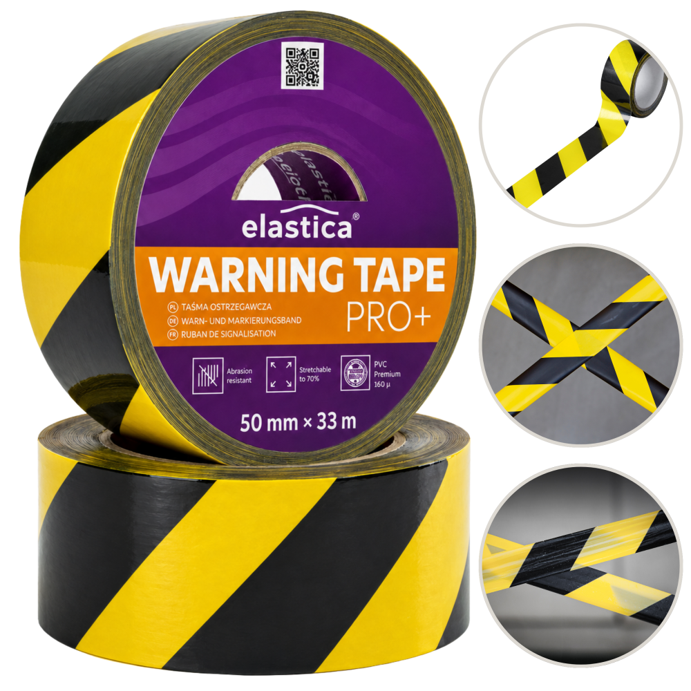 Taśma Ostrzegawcza Elastica PVC 50/33m TO YELLOW/BLACK PRO