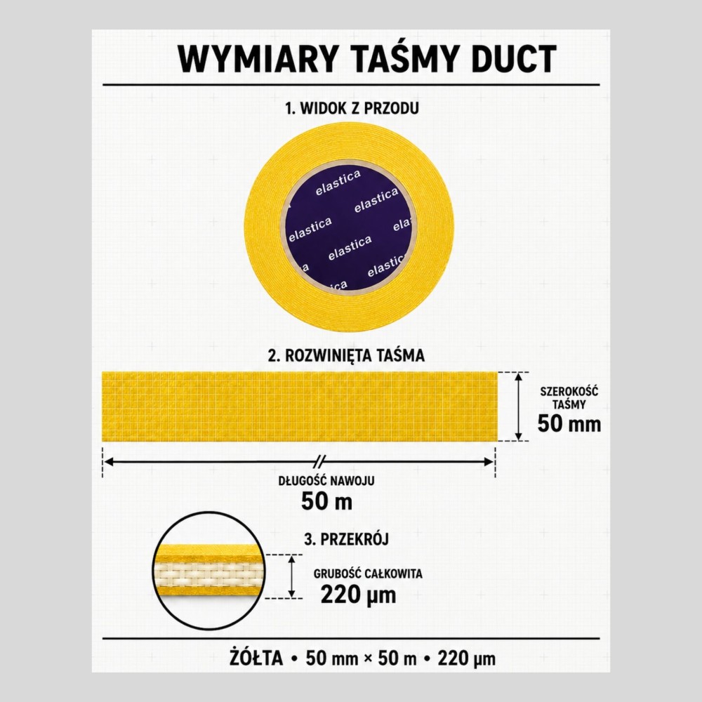 Taśma naprawcza uszczelniająca DUCT TAPE YELLOW Elastica 50mm/50m TB421 Żółta Gaffer Gaffa