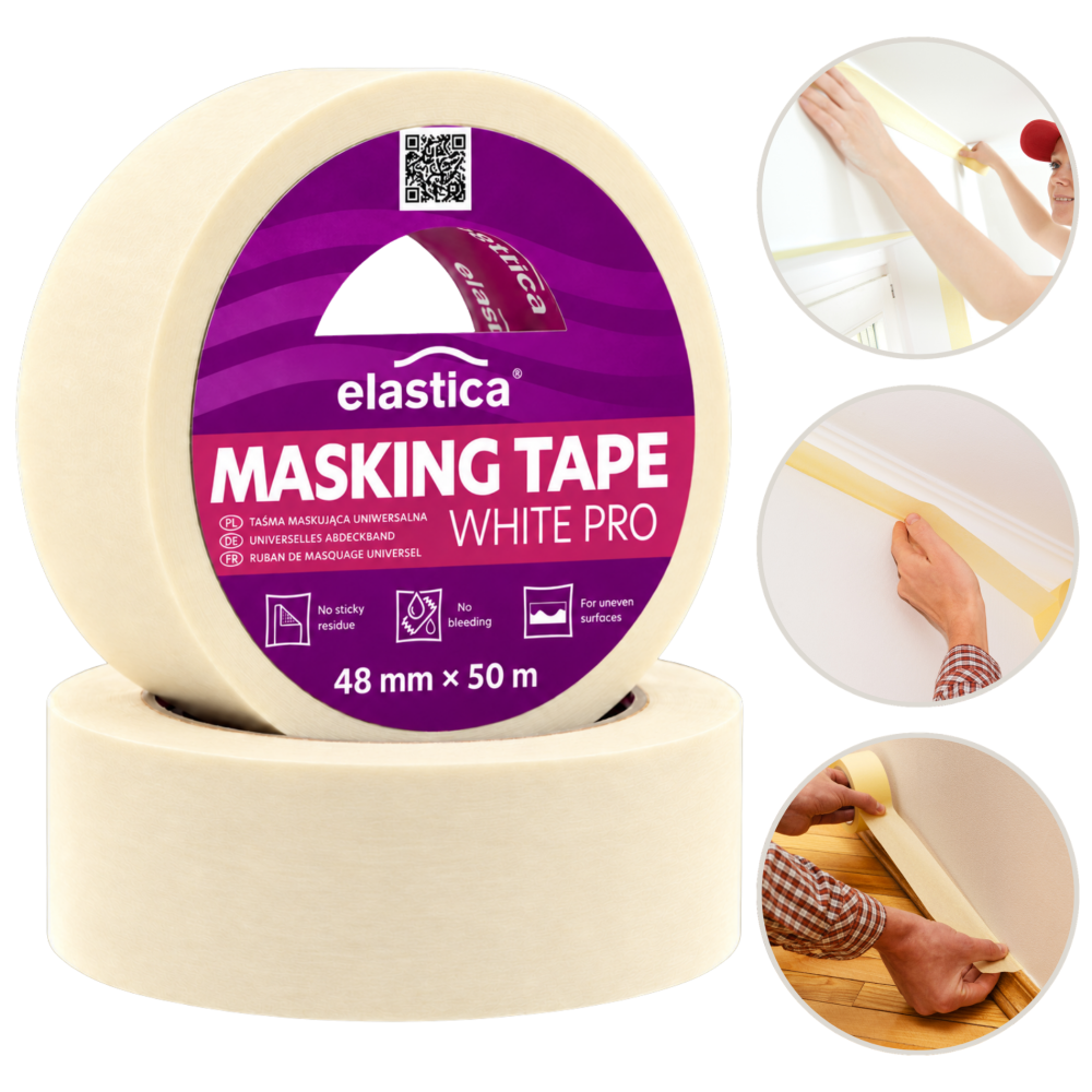 Taśma maskująca uniwersalna 48mm/50m Elastica WHITE PRO