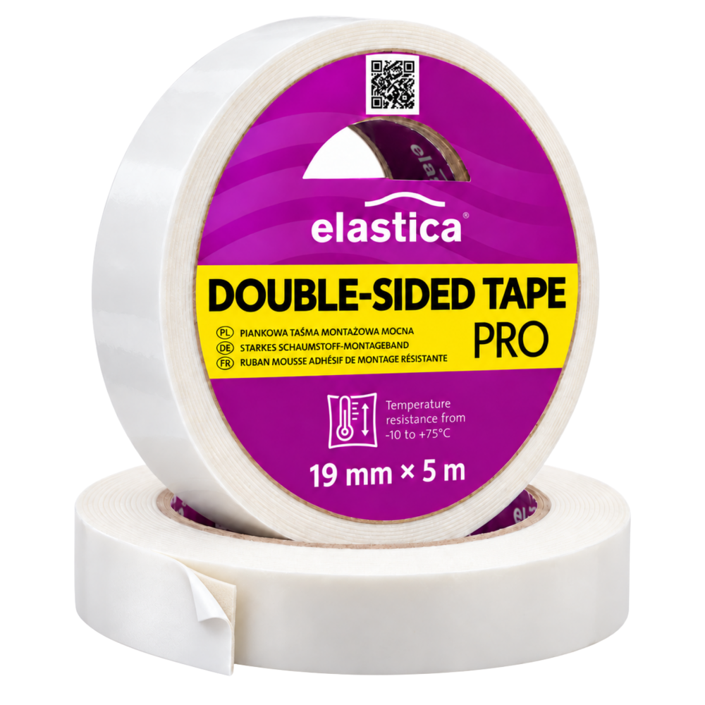 Taśma dwustronna piankowa Elastica PRO 19/5m WHITE