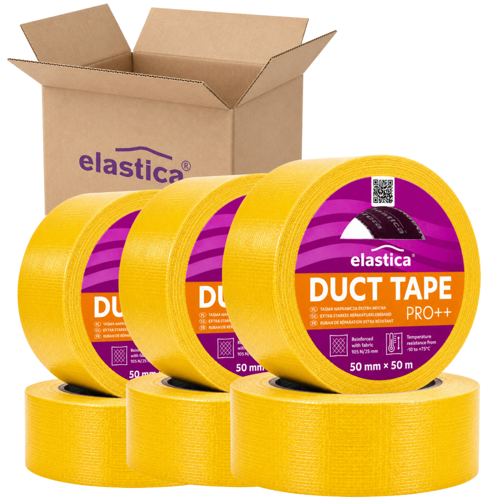 24x Taśma naprawcza DUCT TAPE PRO++ YELLOW Elastica 50mm/50m Gaffer Gaffa