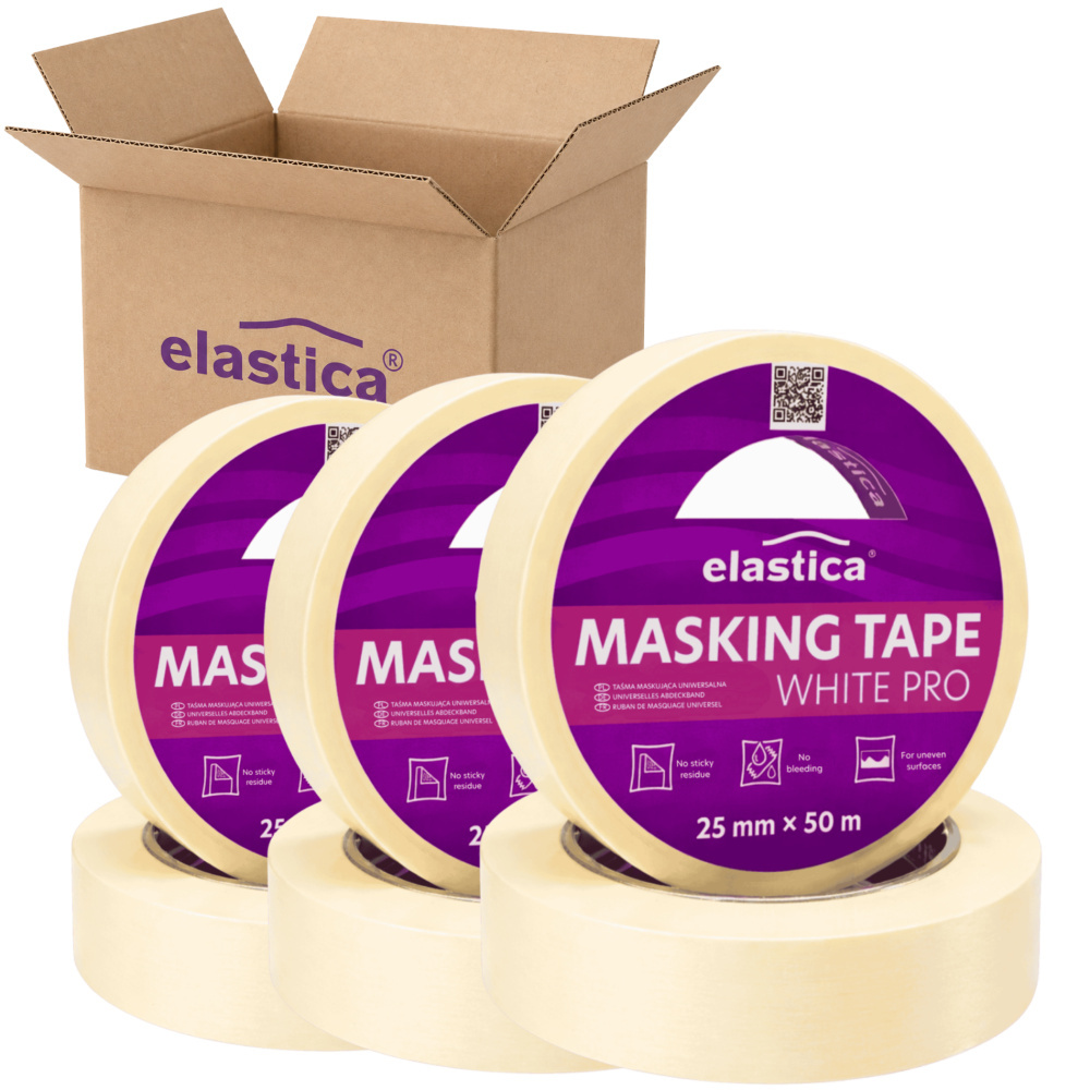 36x Taśma maskująca uniwersalna 25mm/50m Elastica WHITE MASK PRO 
