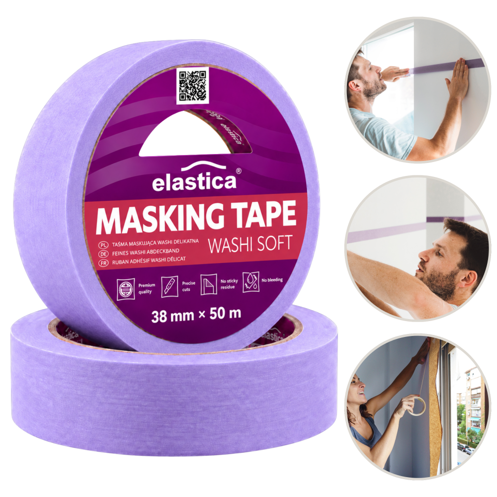 32x Taśma maskująca Elastica  JAPAN WASHI SOFT VIOLET 38mm/50m