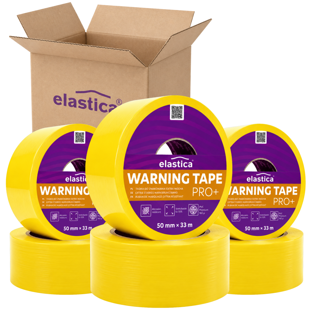 18x Taśma Ostrzegawcza Elastica PRO+ PVC 50mm/33m YELLOW 