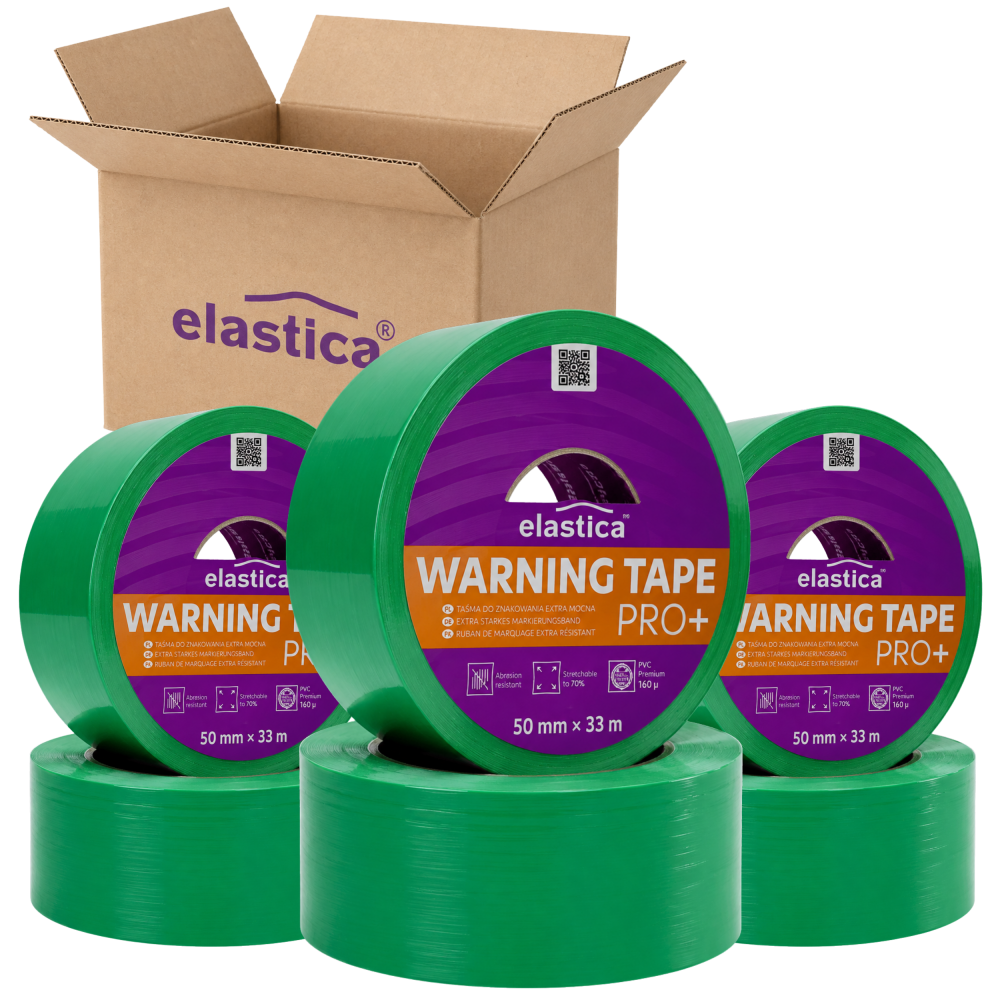 18x Taśma Ostrzegawcza Elastica PRO+ PVC 50mm/33m GREEN 