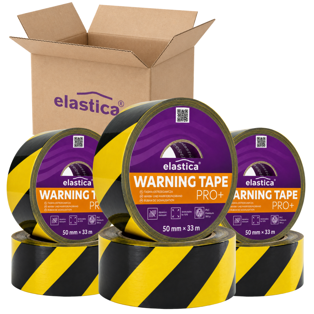36x Taśma Ostrzegawcza Elastica PRO+ PVC 50/33m YELLOW/BLACK
