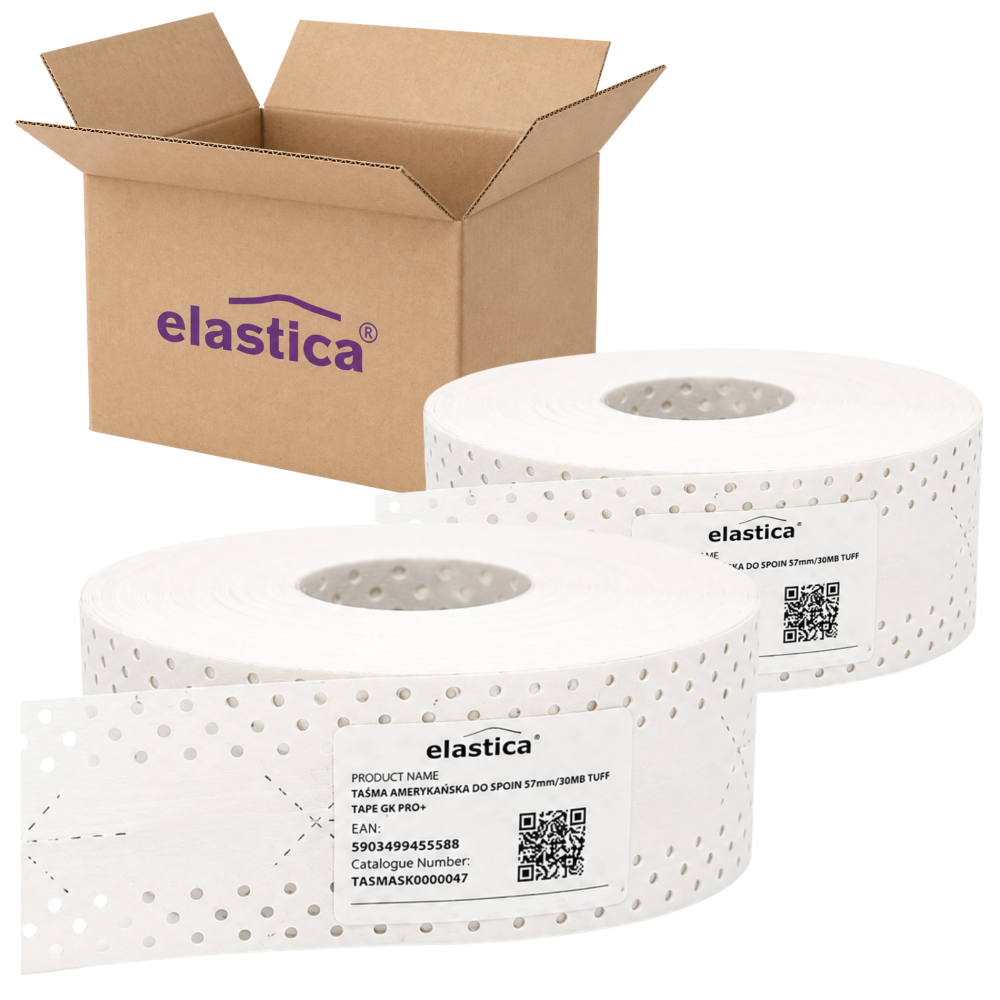 24x Taśma amerykańska do spoin GK 57 mm 30 mb EL-TUFF TAPE PRO+ do płyt karton-gips i łączeń gładzi 