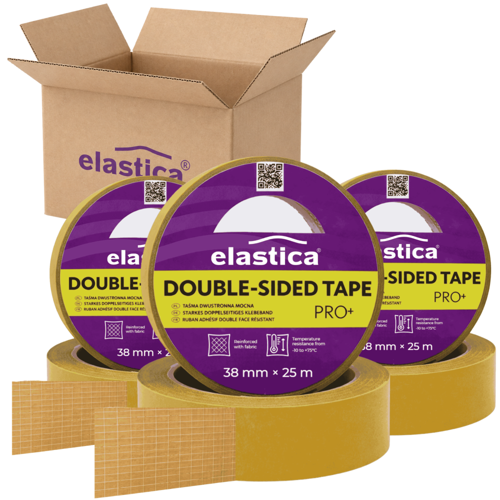 48x Taśma dwustronna wzmocniona Elastica PRO+ 38/25m przezroczysta