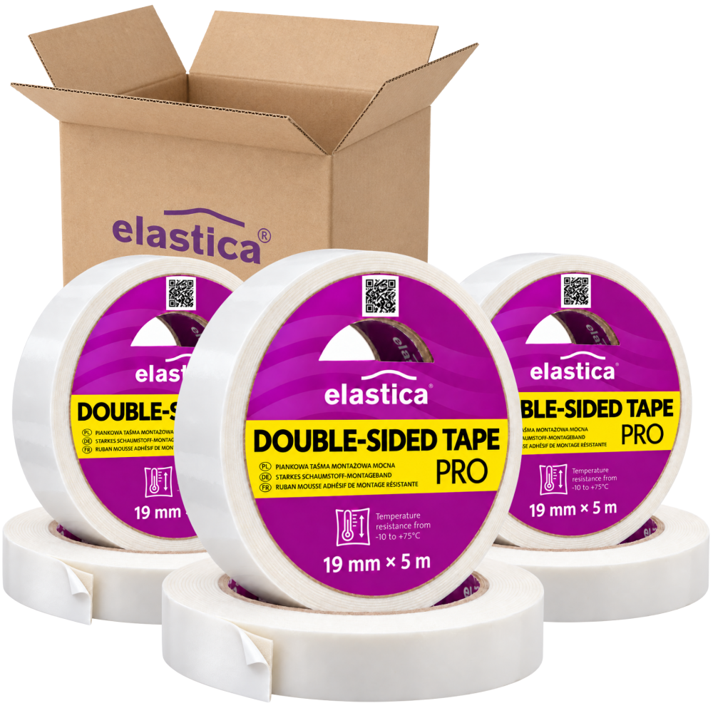 96x Taśma dwustronna piankowa Elastica PRO 19/5m WHITE